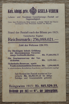 AK München / 1914 / Gisela Verein Lebens und Aussteuer Versicherung / Geschäftspostkarte
